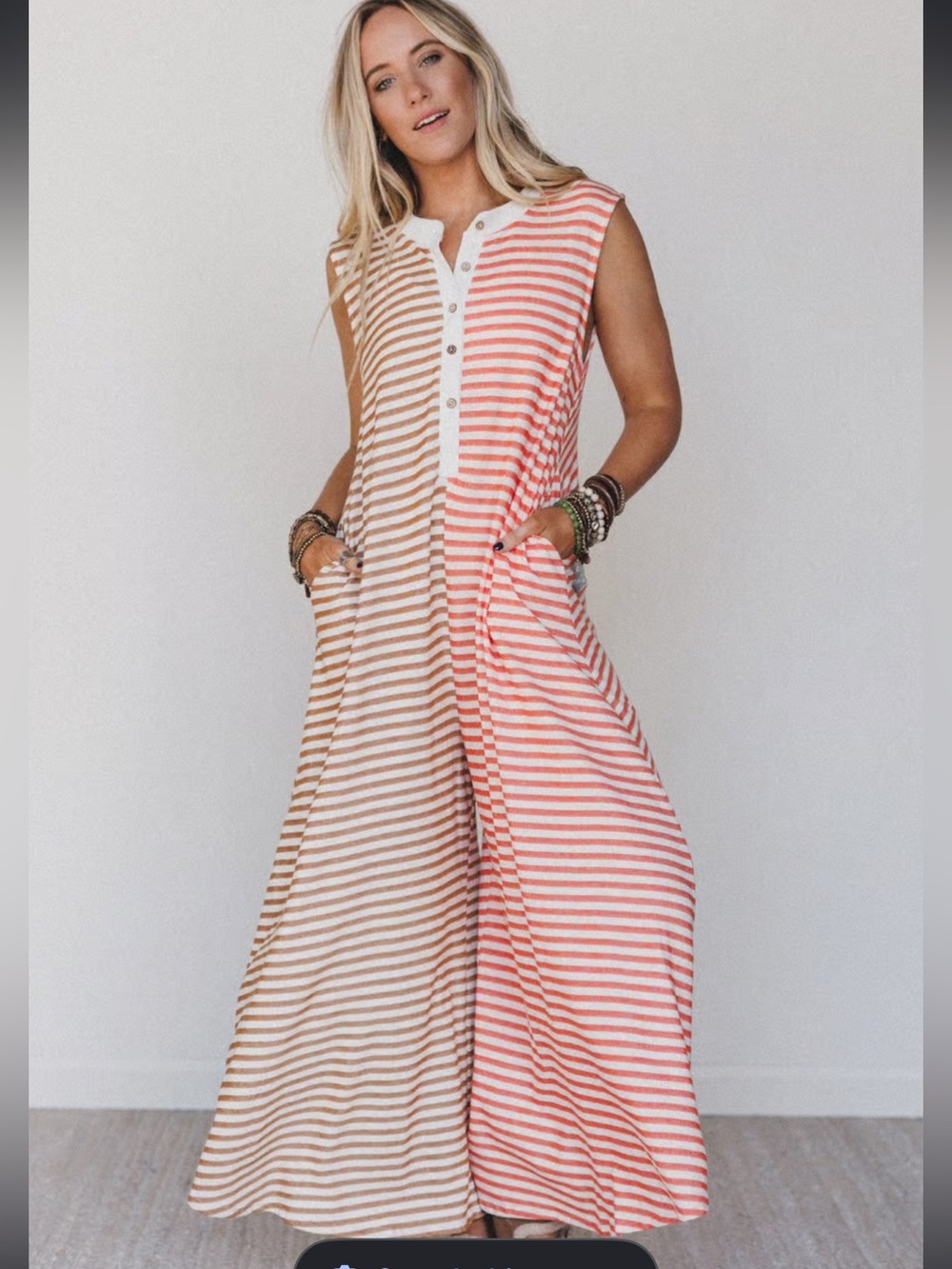 BUCKETLIST Daphne Striped Wide Leg Jumpsuit large PERFECT FOR FALL